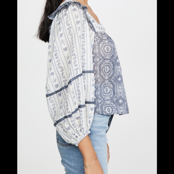 Free People Mostly Meadow Blouse In Ivory Combo - Picture 3 of 5